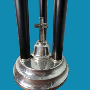 Vintage 40" Candleholder | 3.3ft Christian Celtic Altar Candleabra Cross